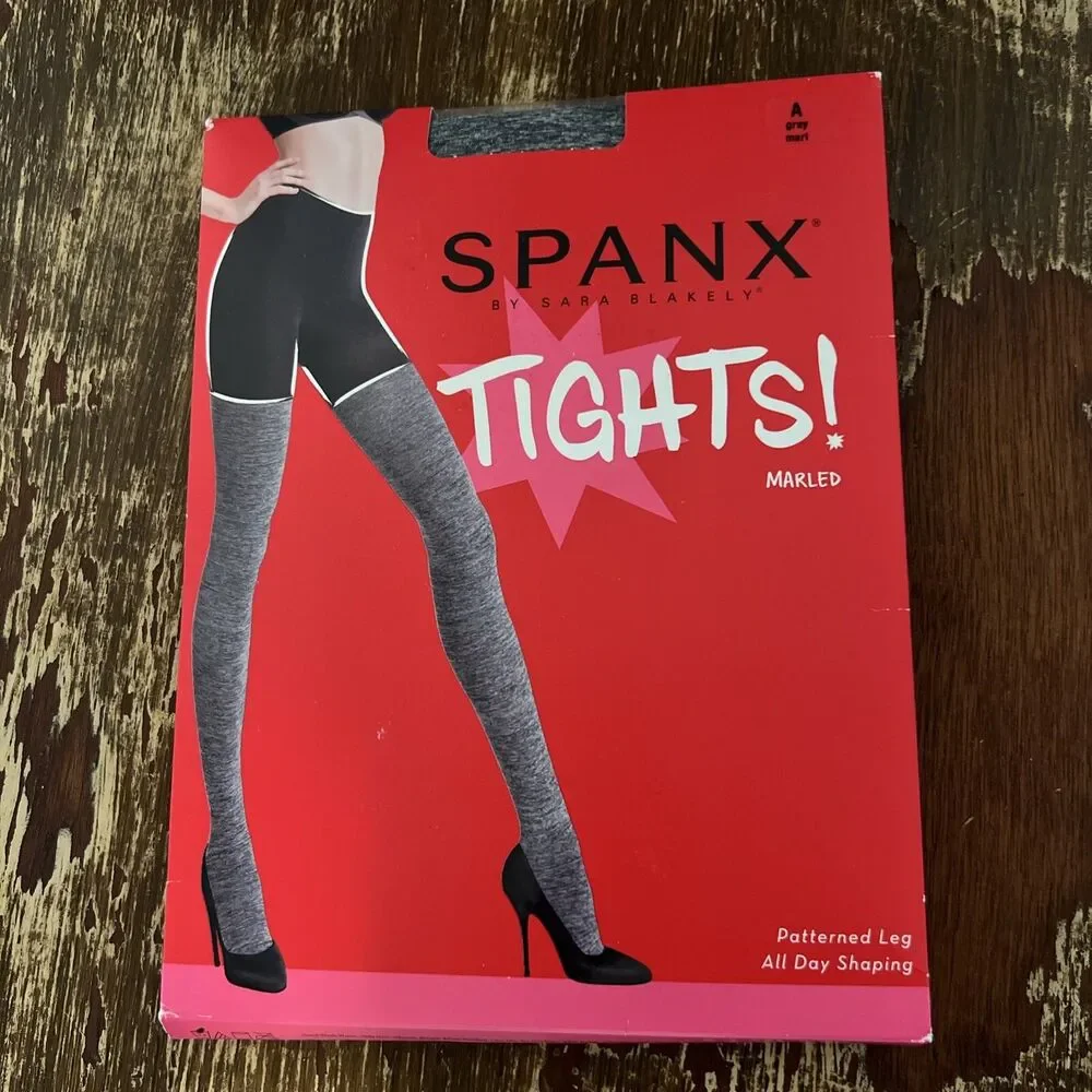 Spanx Tights Luxe Leg Sara Blakely Size A 95 - 125 lbs Gray Marled